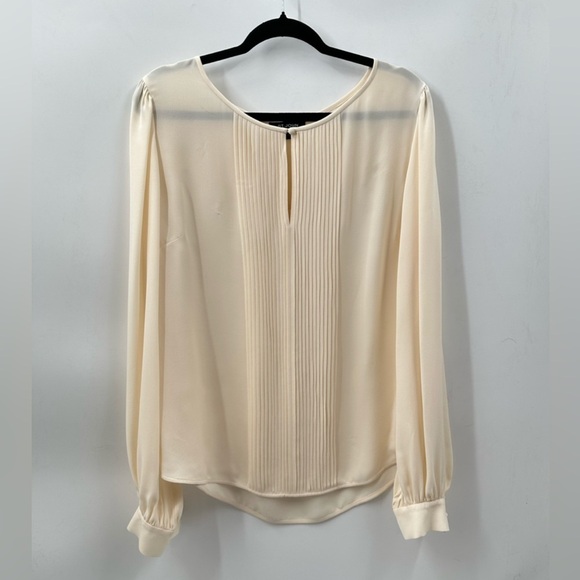 ST. JOHN Cream Silk quiet luxury woman designer covered button career blouse 16 - Picture 1 of 12